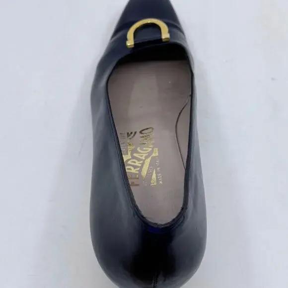 Vintage Salvatore Ferragamo Gold Buckle Low Pumps - Picture 12 of 12